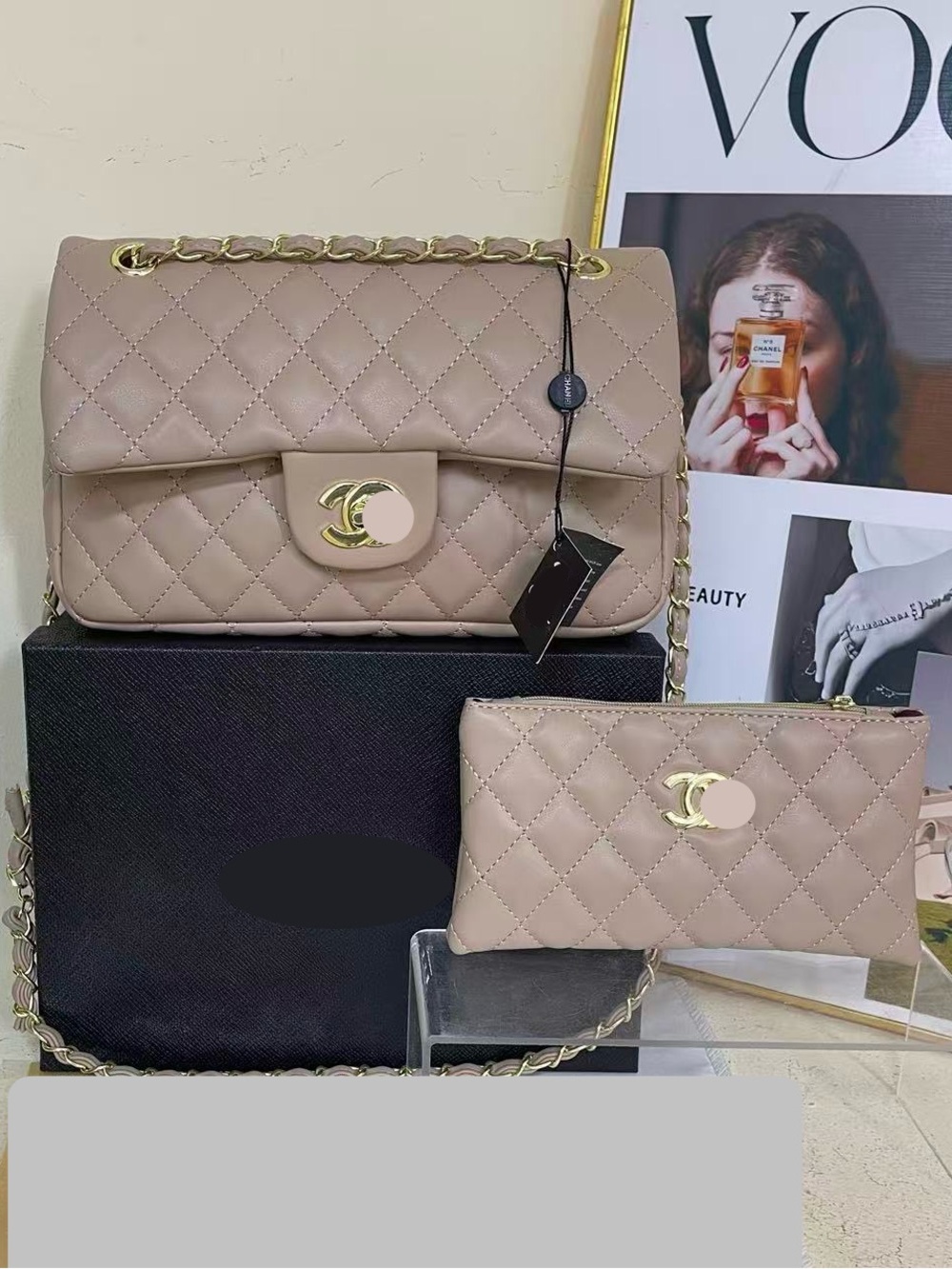 New women’s taupe fashion shoulder bag